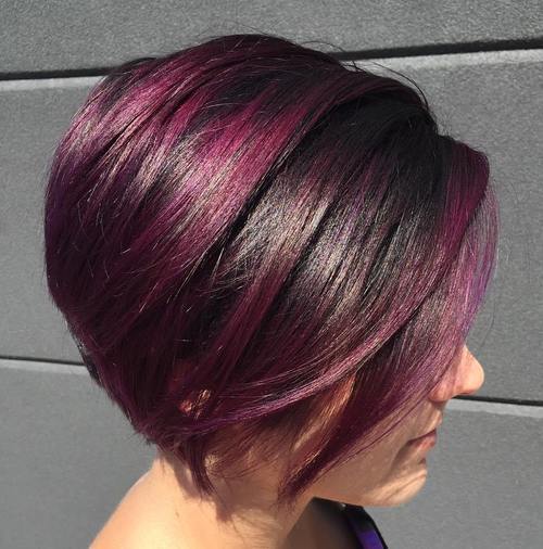 PURPLE SIDE PART HAIRSTYLE