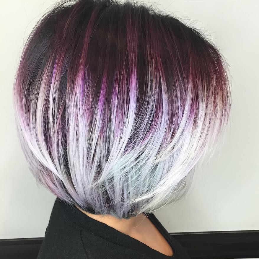 Purple bob with white highlights