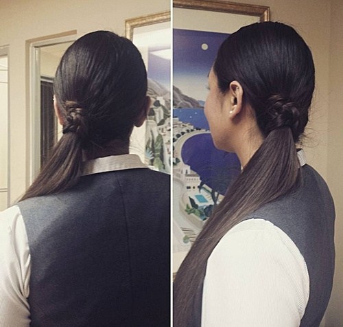 Sleek low side ponytail hairstyle