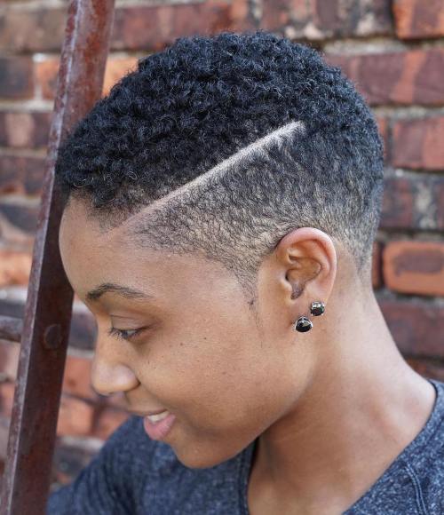 Womens fade with shaved part