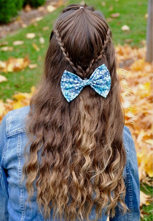 long half up hairstyle for teenage girls