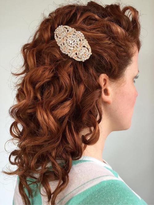 simply curly bridal hairstyle