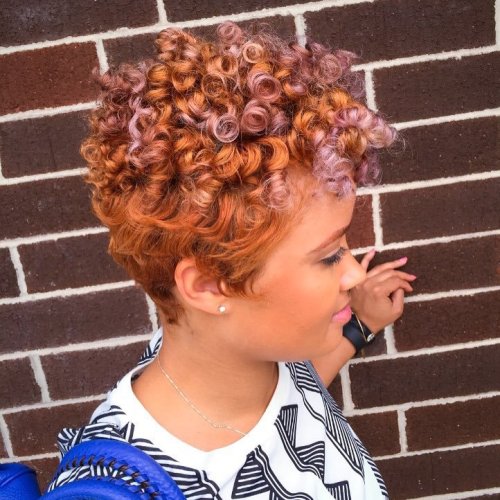 African American curly copper pixie