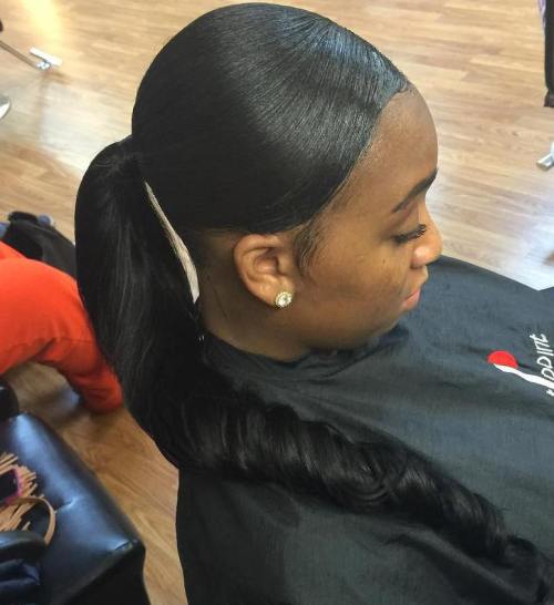 Black slick ponytail