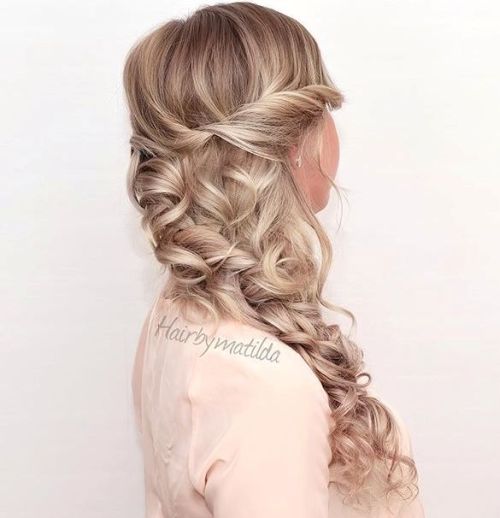 Curly side hairstyle for long hair