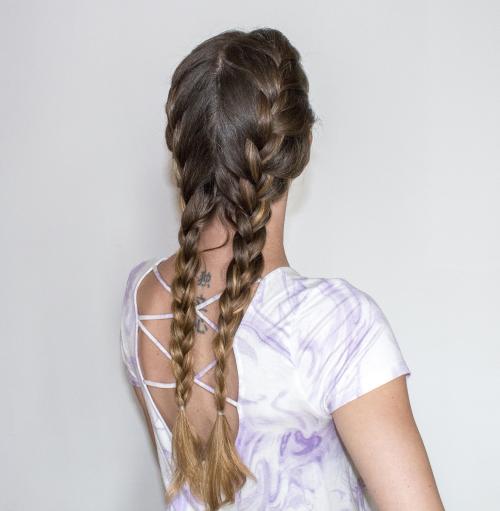 Double loose french braids