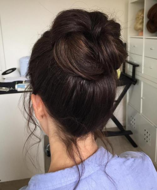 High twisted bun for thick hair