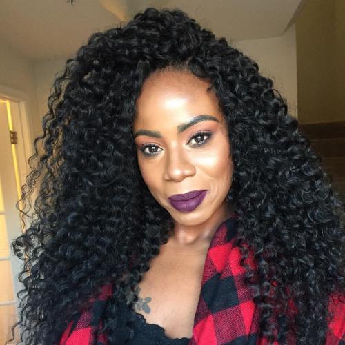 Long curly sew in hairstyle