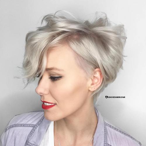 Messy silver pixie for fine hair