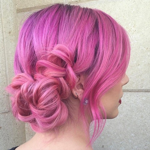 Pastel pink curly updo