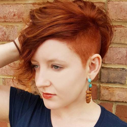 Red pixie bob with side undercut