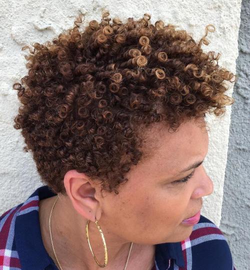 Very short natural hair with highlights
