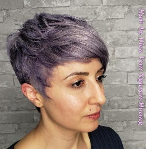Short choppy pastel purple hairstyle