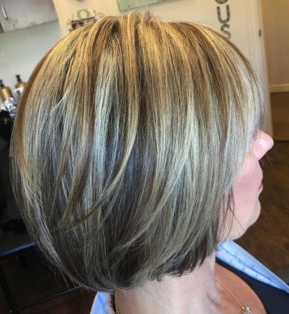 Bronde layered rounded bob