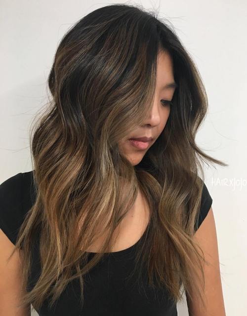 Light brown balayage for brunettes