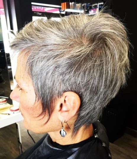 Brown and gray short hairstyle