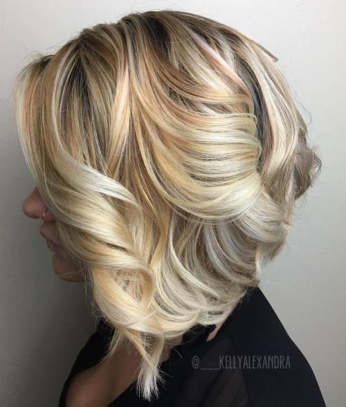 Curly blonde bob hairstyle