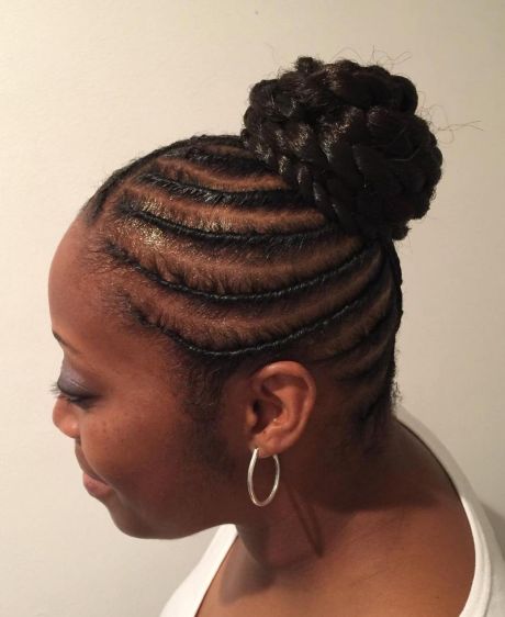 African American bun with extensions
