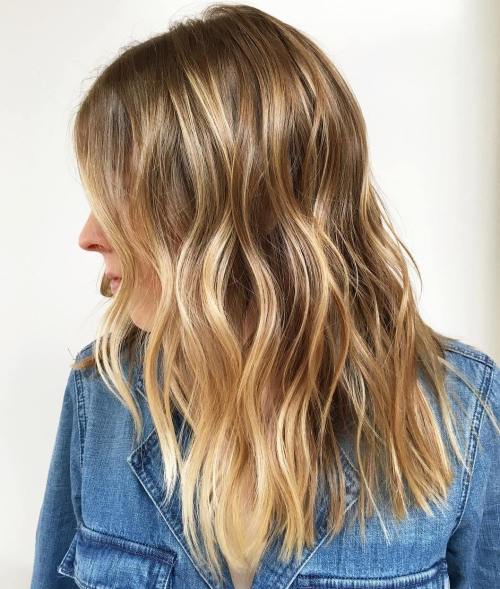 Brown hair with golden blonde highlights