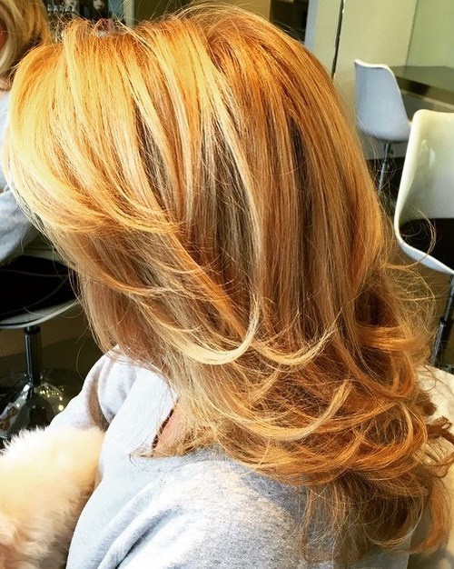 Light red hair with blonde highlights