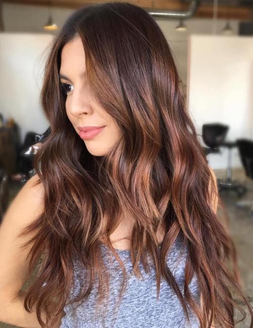 Long hairstyle with layers and highlights