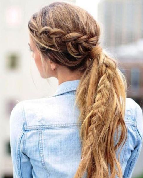 Long messy pony with a braid