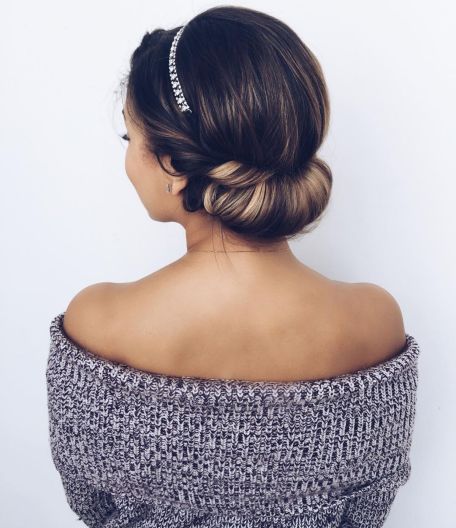 Low roll updo with a headband